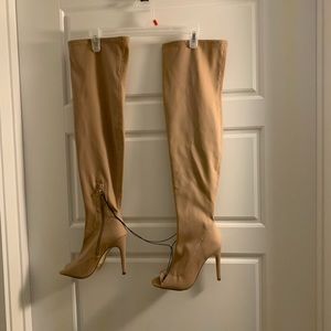 Tan over knee boots